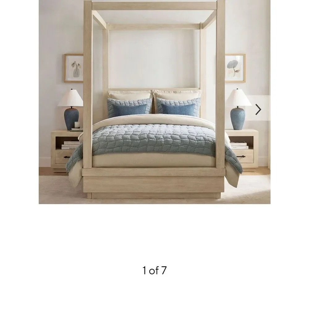 Pottery Barn Chambray Blue Quilted Cotton Coverlet